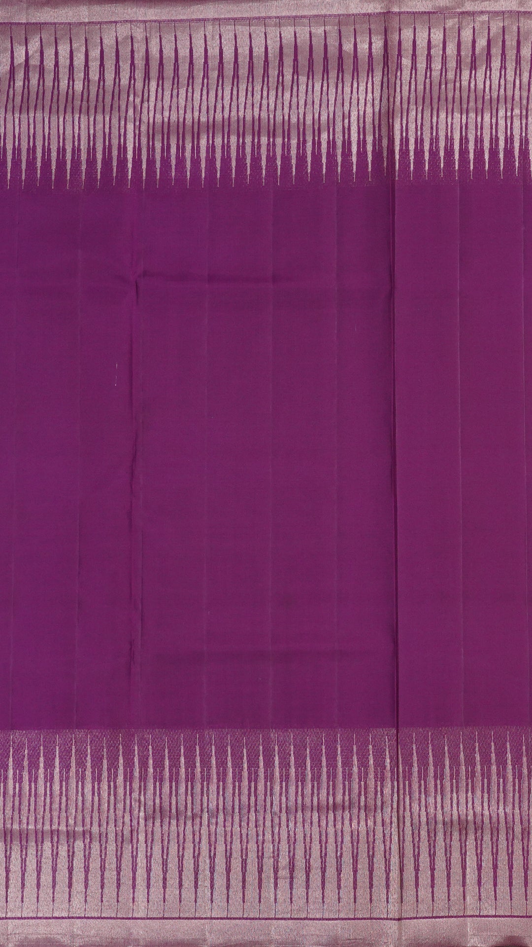 Magenta Designer Kanchi Pattu Silk Saree with Large Silver Self Zari Border