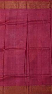 Multi-Colour Tusser Silk Saree with Pink Kadi Contrast Border