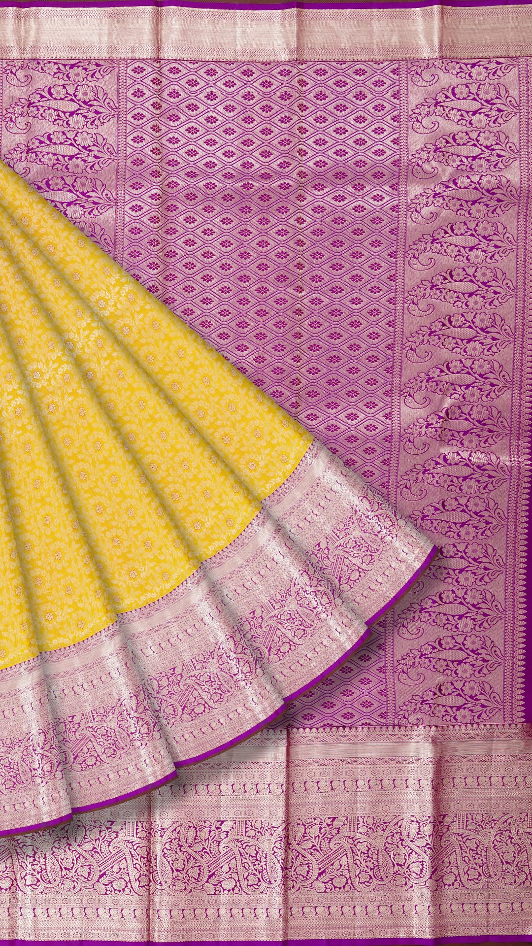 Olive Green Kanchipuram Saree with Silver Zari