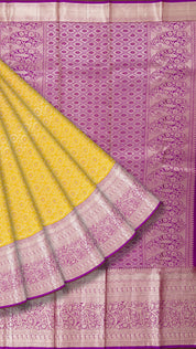 Olive Green Kanchipuram Saree with Silver Zari