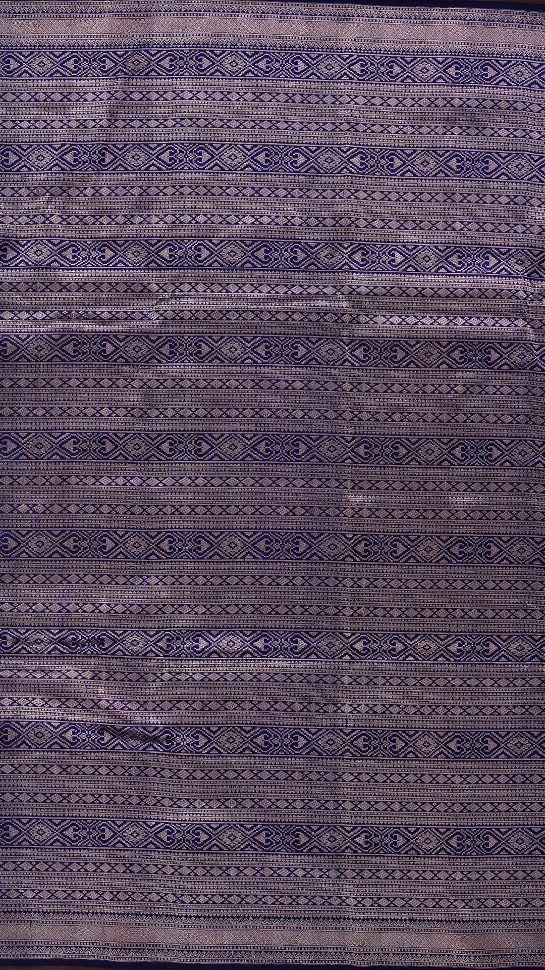 Navy Blue Banaras Saree with Horizontal Pattern