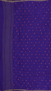 Violet Georgette Silk Saree with Small Gold Self Zari Border & Allover Buttas