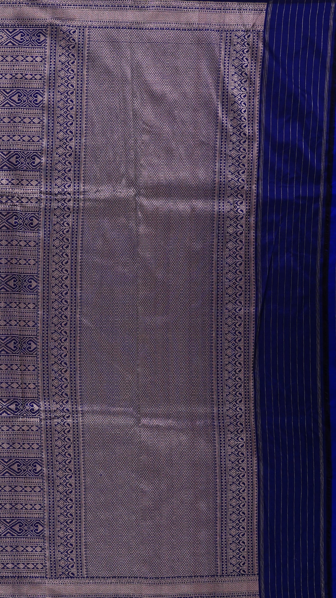 Navy Blue Banaras Saree with Horizontal Pattern
