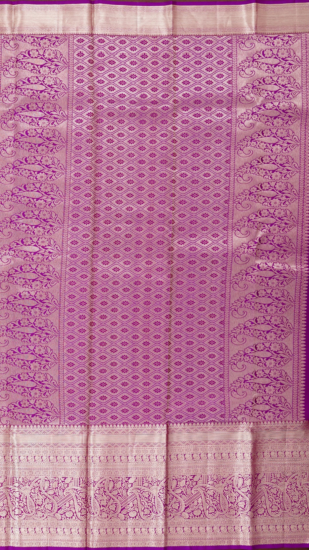 Olive Green Kanchipuram Saree with Silver Zari