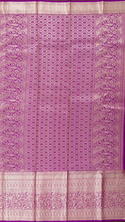 Olive Green Kanchipuram Saree with Silver Zari