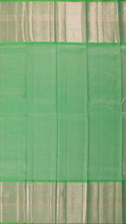 Purple and Green Kanchi Pattu Saree with Copper-Silver Lines