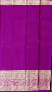 Olive Green Kanchipuram Saree with Silver Zari