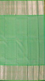 Purple and Green Kanchi Pattu Saree with Copper-Silver Lines