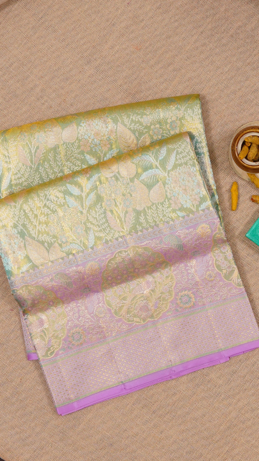 Sea Green Dharmavaram Pattu Saree with Zari Border