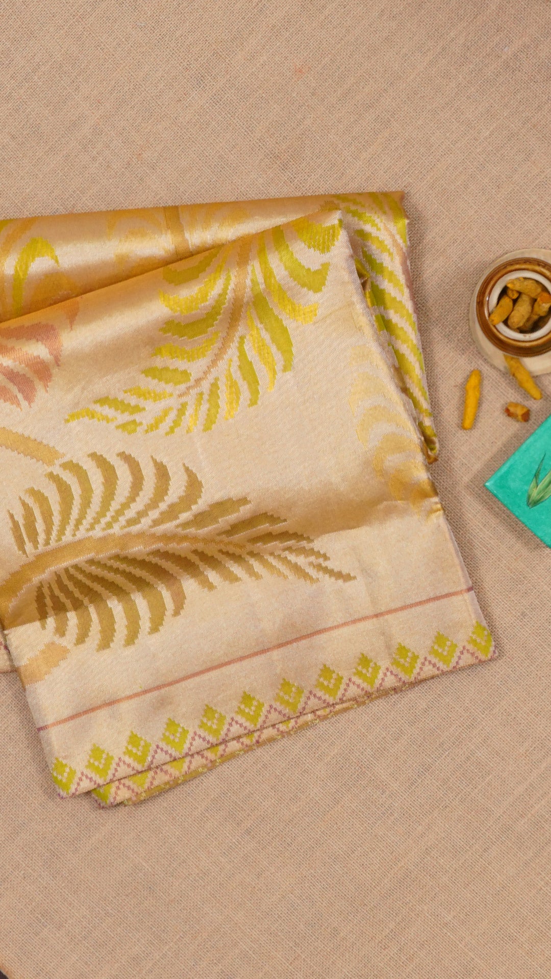 Gold Dharmavaram Pattu Saree with Contrast Border