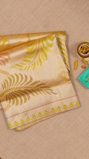 Gold Dharmavaram Pattu Saree with Contrast Border