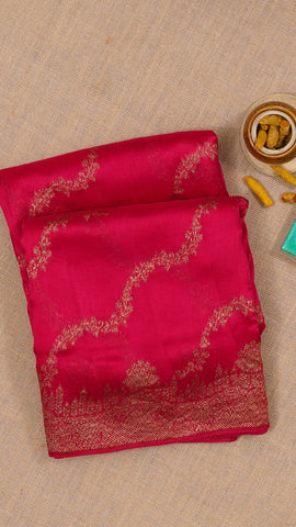 Pink Bhagalpur Silk Saree with Self Zari Border