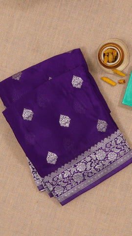 Violet Crepe Silk Saree with Self Kaddi Border