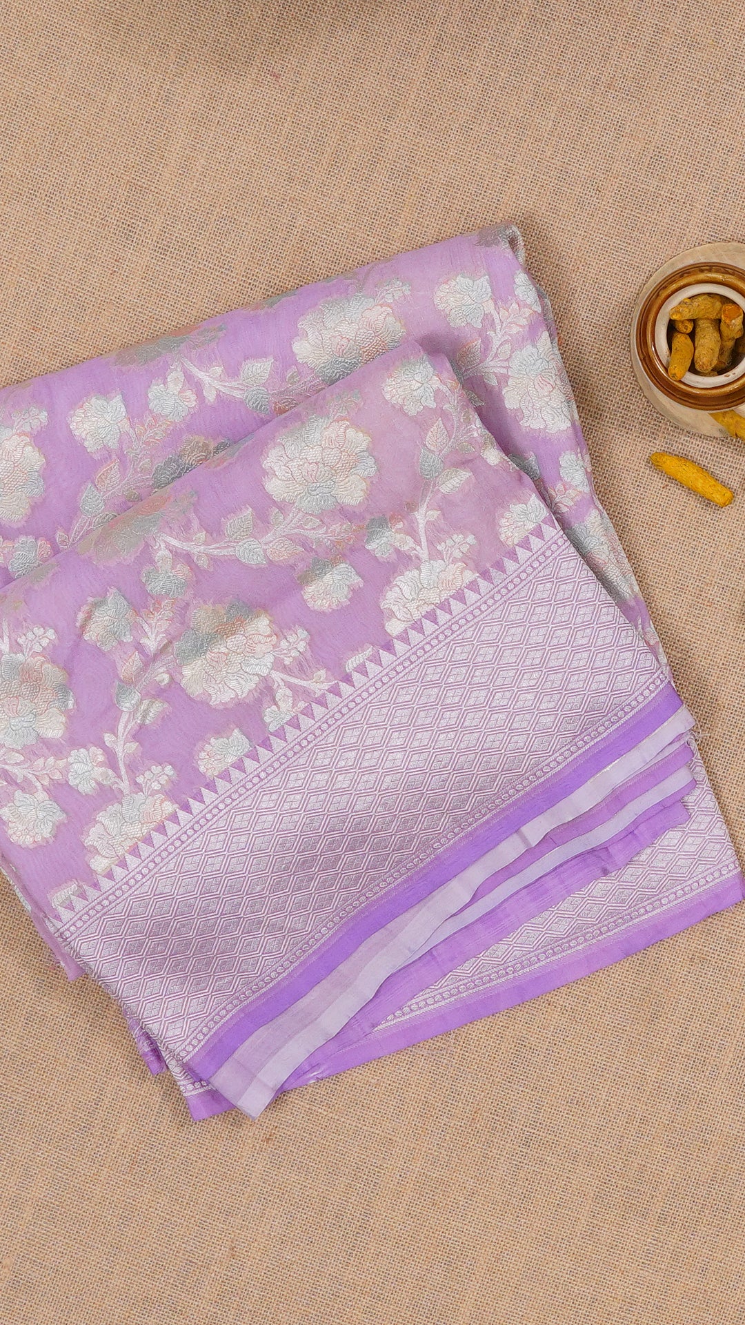 Lavender Bhagalpur Silk Saree with Self Kaddi Border