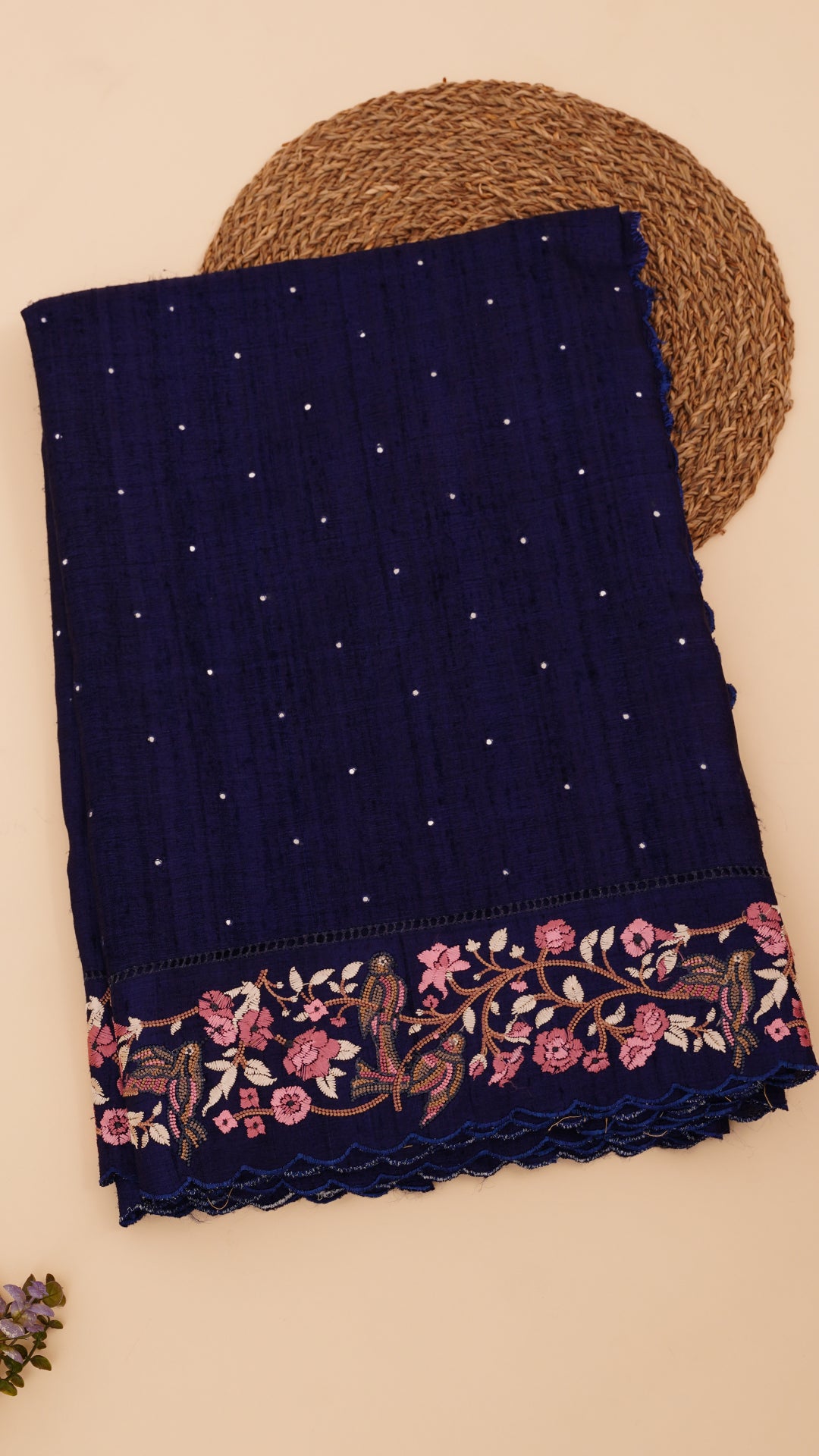 Casual Jute Silk Saree with Thread Embroidery Border