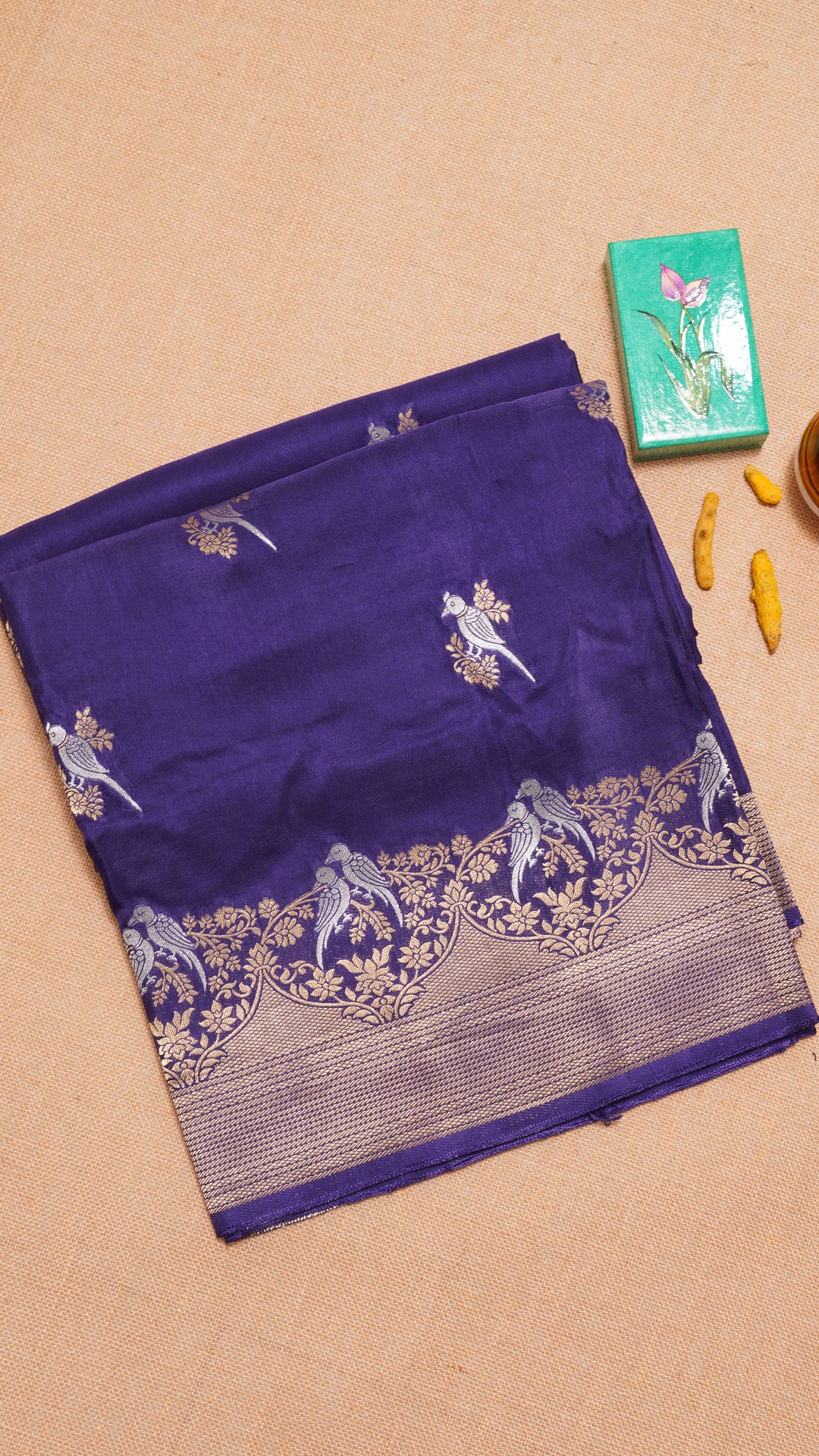 Multi-Colour Mashru Silk Saree with Parrot Zari Border