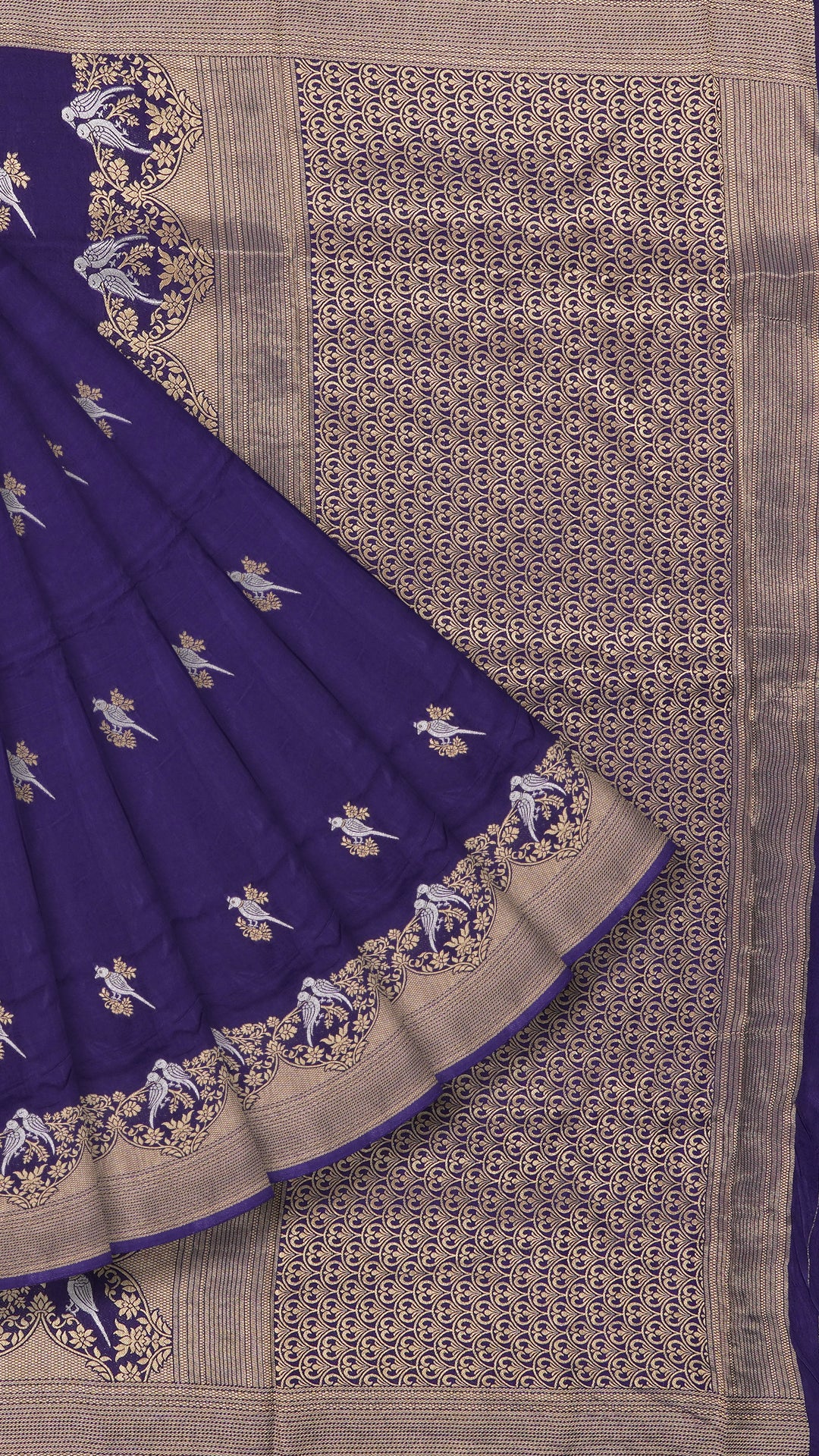 Multi-Colour Mashru Silk Saree with Parrot Zari Border
