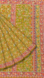 Multi-Colour Crepe Silk Saree with Contrast Thread Border