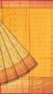 Gold Dharmavaram Pattu Saree with Contrast Zari Border