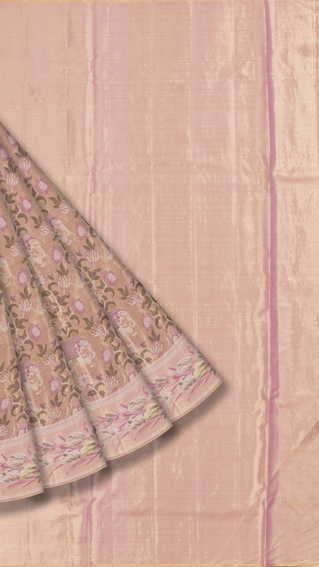 Lavender Dharmavaram Pattu Saree with Floral Border