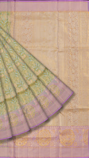 Sea Green Dharmavaram Pattu Saree with Zari Border