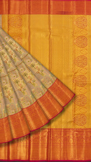 Mehendi Green Dharmavaram Pattu Saree with Zari Border