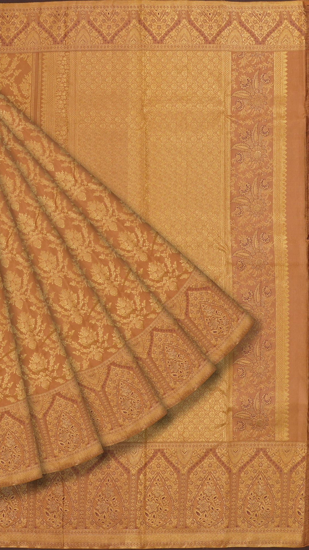 Biscuit Dharmavaram Pattu Saree with Self Brocade Design