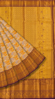 Gold Dharmavaram Pattu Saree with Contrast Zari Border