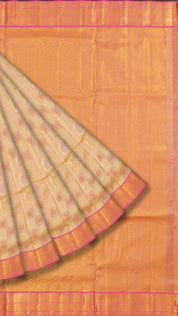Peach Dharmavaram Pattu Saree with Contrast Zari Border