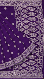 Violet Crepe Silk Saree with Self Kaddi Border