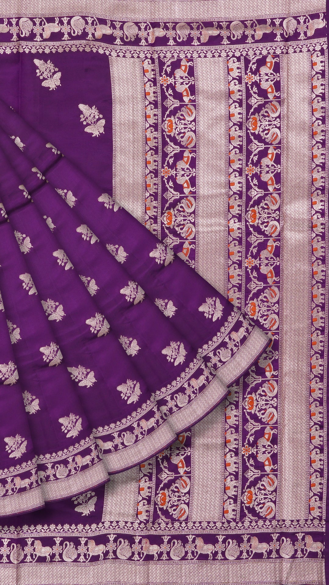 Violet Chiniya Silk Saree with Self Zari Border