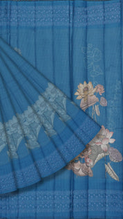 Multicolor Chanderi Silk Saree with Self Lotus Border