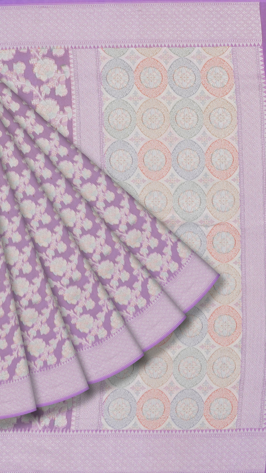 Lavender Bhagalpur Silk Saree with Self Kaddi Border