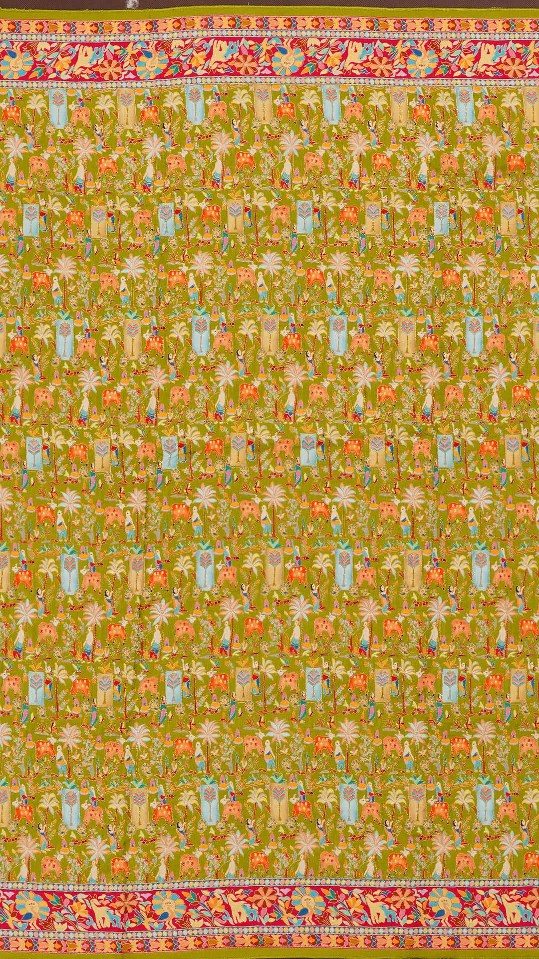 Multi-Colour Crepe Silk Saree with Contrast Thread Border