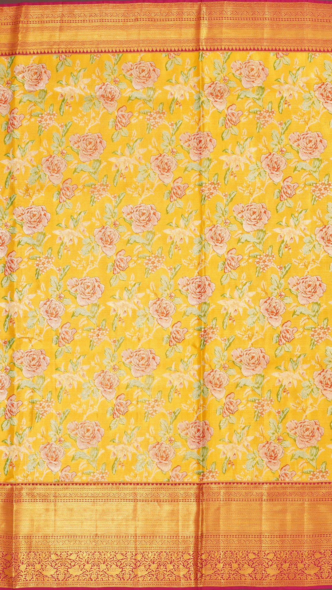 Gold Dharmavaram Pattu Saree with Contrast Zari Border