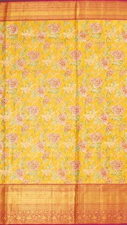 Gold Dharmavaram Pattu Saree with Contrast Zari Border