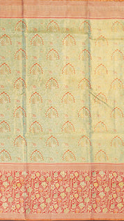 Sea Green Dharmavaram Pattu Saree with Floral Border