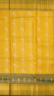 Gold Dharmavaram Pattu Saree with Contrast Zari Border