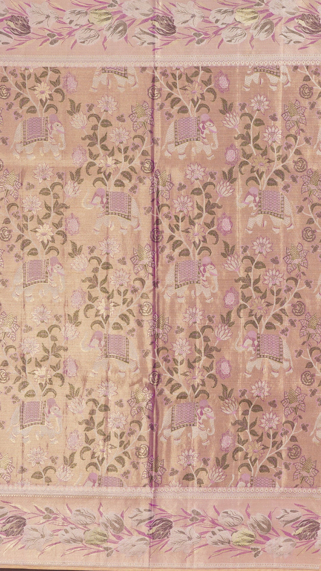 Lavender Dharmavaram Pattu Saree with Floral Border