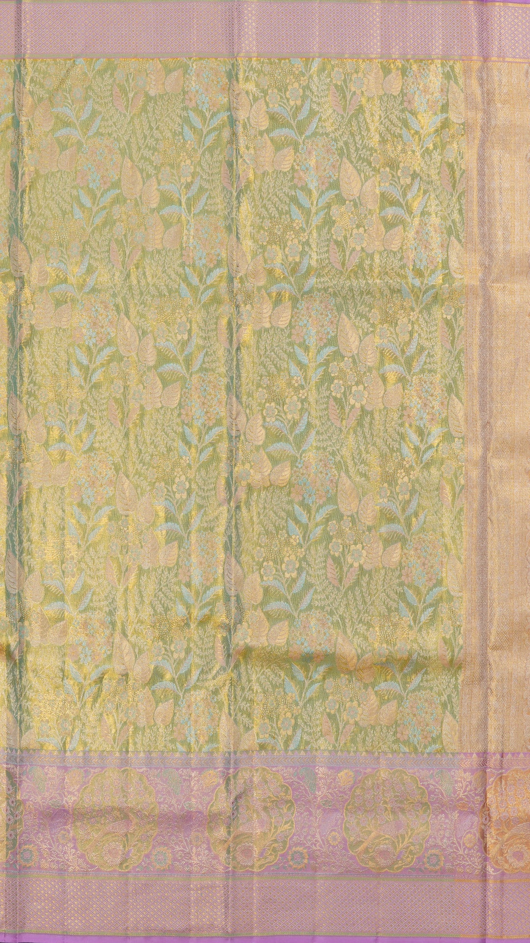 Sea Green Dharmavaram Pattu Saree with Zari Border