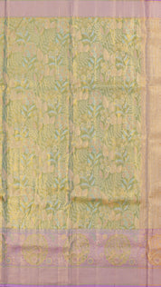 Sea Green Dharmavaram Pattu Saree with Zari Border