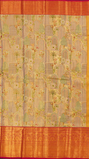 Mehendi Green Dharmavaram Pattu Saree with Zari Border