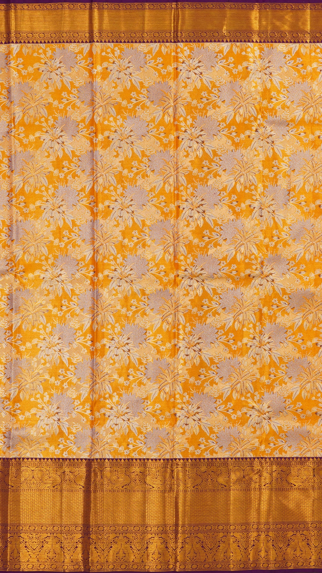 Gold Dharmavaram Pattu Saree with Contrast Zari Border