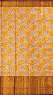 Gold Dharmavaram Pattu Saree with Contrast Zari Border