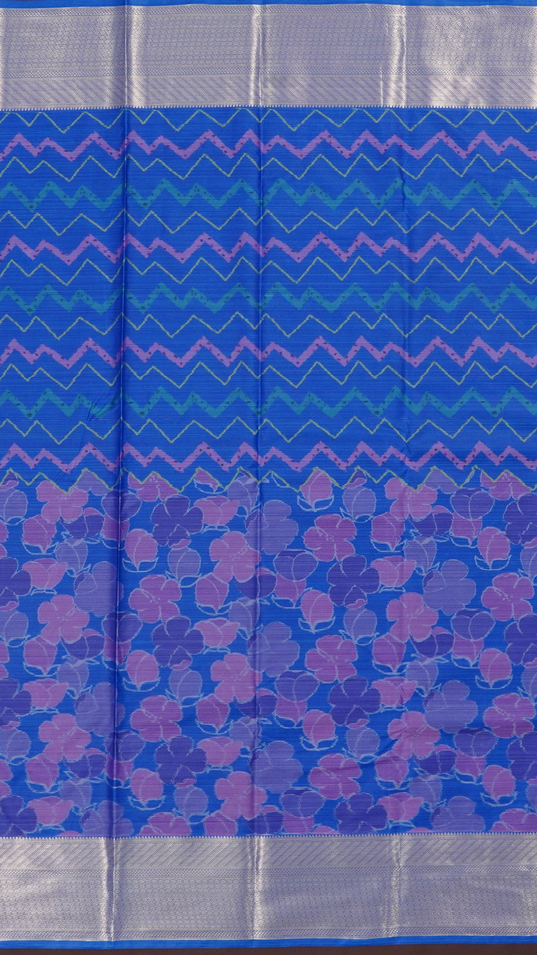 Multi-Colour Ikkat Silk Saree with Self Zari Border