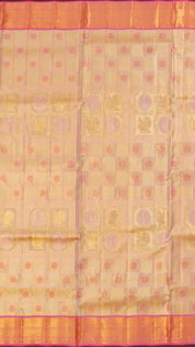 Peach Dharmavaram Pattu Saree with Contrast Zari Border