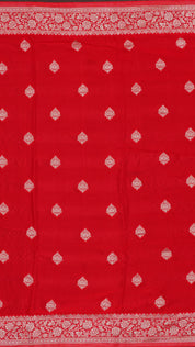 Red Crepe Silk Saree with Self Kaddi Border