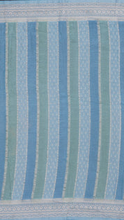 Sky Blue Crepe Silk Saree with Self Silver Border