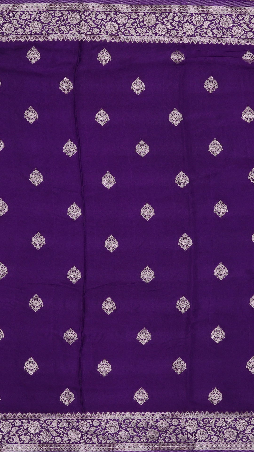 Violet Crepe Silk Saree with Self Kaddi Border