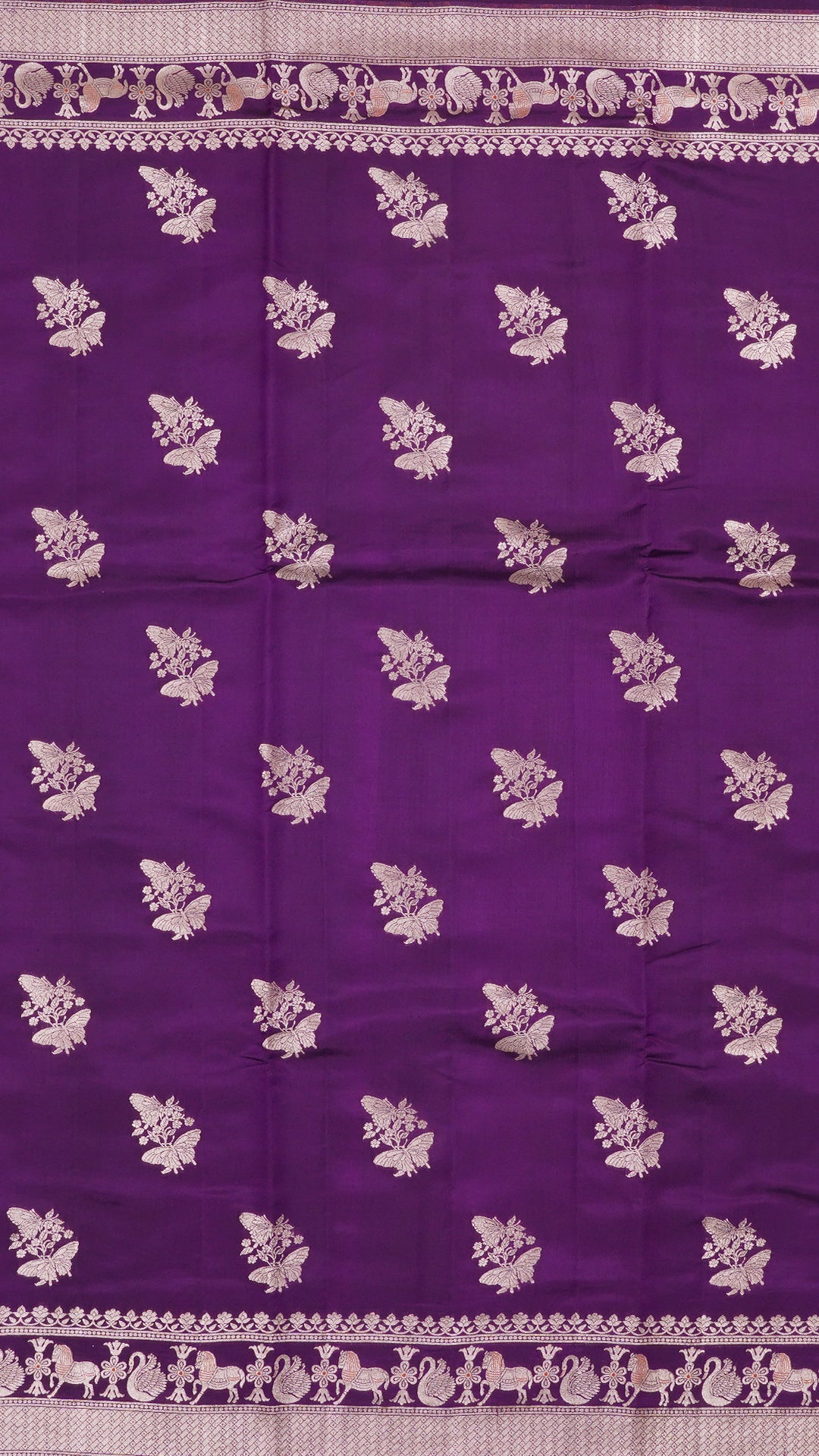 Violet Chiniya Silk Saree with Self Zari Border